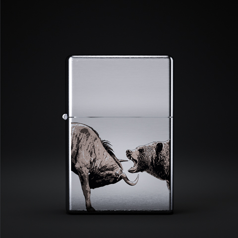 BitLighters by Altius Art edition five - Bulls vs Bears in brushed silver